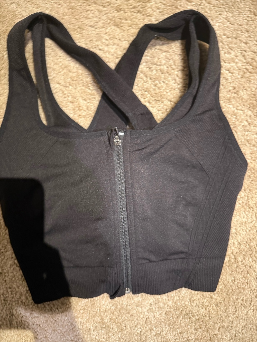 Avia Zip Front Medium Support Sports Bra Black Soot - Size XL
